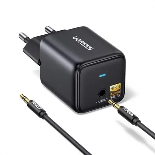 UGREEN Hi-Res Bluetooth 6.0 Adapter, Plug & Play 3,5 mm AUX für Stereoanlage, Verstärker & Lautsprecher, 10 m Reichweite