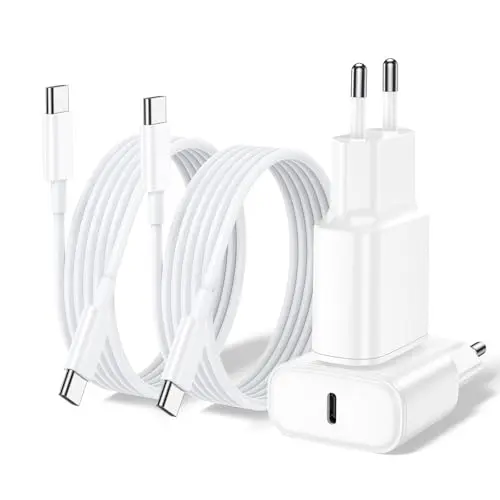 USB C Ladegerät 20W mit 2M Kabel, Schnellladegerät für iPhone 17/16/15, iPad Pro/Air, MacBook