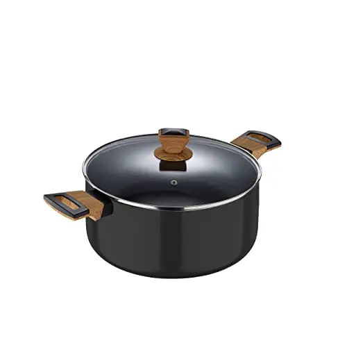 BERGNER Earth Black 20 cm Küchentuch aus Aluminium mit Holzgriffen - Induktionsgeeignet - Grau