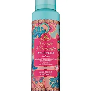 Tesori d'Oriente Ayurveda Parfum Deodorant 150 ml, aromatisches Deo-Spray mit Amla und Patchouli, 24h Schutz, Wellness-Duft