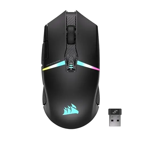 CORSAIR NIGHTSABRE WIRELESS RGB Gaming Maus - Bis zu 100 Stunden Akkulaufzeit - PC, PS5, PS4, Xbox - Schwarz