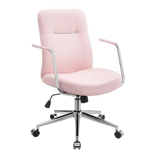 SONGMICS Bürostuhl, höhenverstellbar, bequeme Rückenlehne, bis 150 kg belastbar, pastellrosa