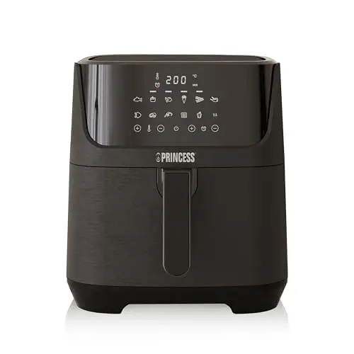 Princess Digitale Heißluftfritteuse 6,5L mit 12 Programmen, Touchscreen, Fettarm & energiesparend, Für 1,5 kg Pommes, Schwarz