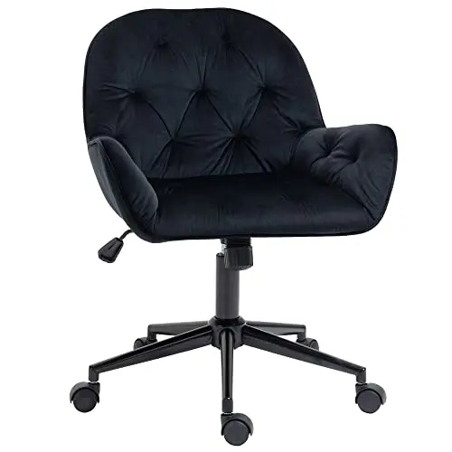Vinsetto Office Stuhl, höhenverstellbar, Samtoptik, bis 120 kg, für Arbeitszimmer und Schlafzimmer, Schwarz