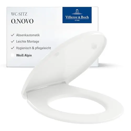 Villeroy & Boch WC-Sitz O.novo - Weiß glänzend mit Absenkautomatik - Ovaler Toilettendeckel aus Duroplast