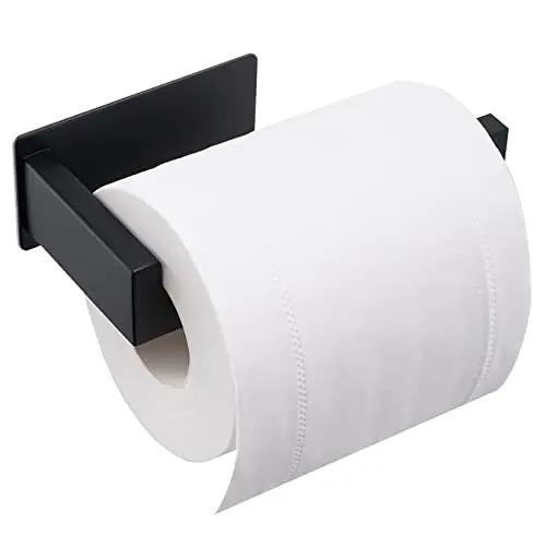 Eowihor Toilettenpapierhalter Selbstklebend, Edelstahl Schwarz - Ohne Bohren für Küche und Bad