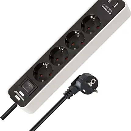 Brennenstuhl Ecolor Steckdosenleiste 4-Fach mit USB, 1,5m Kabel, weiß/schwarz