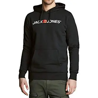 JACK & JONES Herren Kapuzenpullover Jjecorp Logo, Schwarz, Größe L
