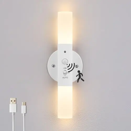 Lampop Wandleuchte Akku mit Bewegungsmelder - Kabellos für Schlafzimmer, Flur und Treppenhaus, Warmweiß