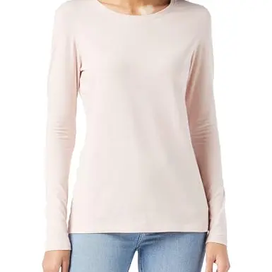 Amazon Essentials Damen Langarm T-Shirt Rundhalsausschnitt, Hellrosé, Größe XS