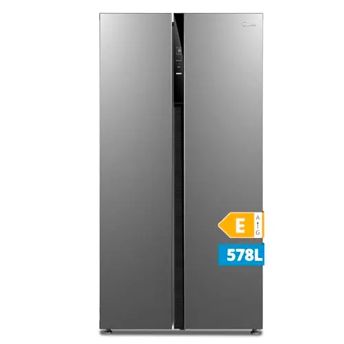 Midea Side-by-Side Kühl-/Gefrierkombination 347 L Kühlen, 201 L Gefrieren, Inox, 176,5 cm hoch