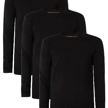 Tommy Hilfiger Herren Langarmshirt Basic, Schwarz, XL
