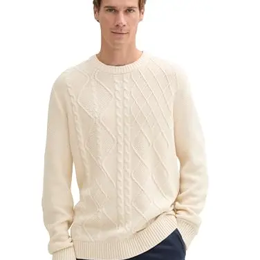 Tom Tailor Herren Pullover Basic, Smooth Light Sand, M