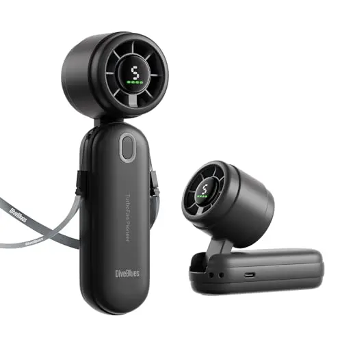Diveblues 3-in-1 Handventilator Faltbar und Tragbar, 4000mAh Akku, 5 Stufen, Bis zu 12 Stunden, Ideal für Reisen und Geschenke