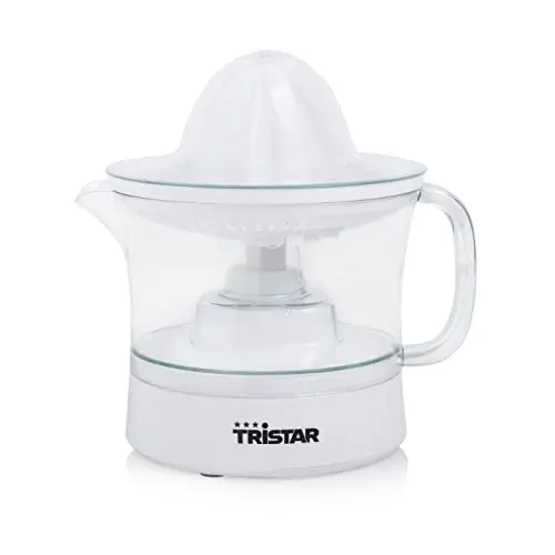 Tristar CP-3005 Zitruspresse mit Fruchtfleischfilter, 2 Presskegelgrößen, 500 ml Fassungsvermögen, abnehmbarer Behälter, rutschfeste Füße