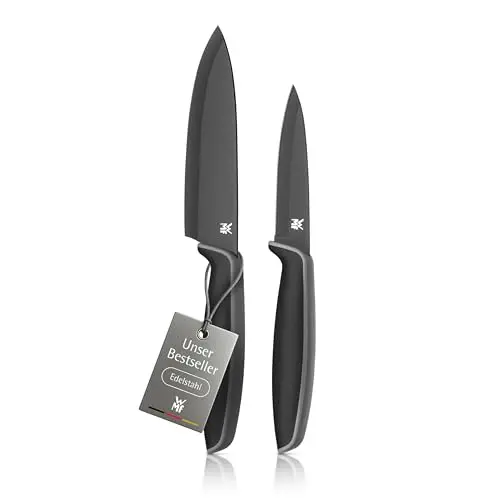 WMF Touch Messerset 2-teilig, Kochmesser und Gemüsemesser mit Schutzhülle, schwarz