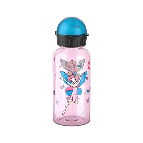 Emsa Kids Tritan Trinkflasche 0,4L, schadstofffrei, dicht, mit Trinkverschluss, Design: Fairy