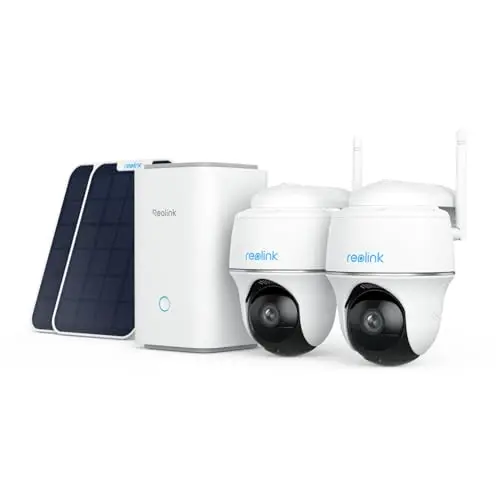Reolink 2K Außenkamera Set mit WLAN, 360° Schwenk- & Neigefunktion, IR-Nachtsicht, 2x Argus PT Lite + Solarpanel