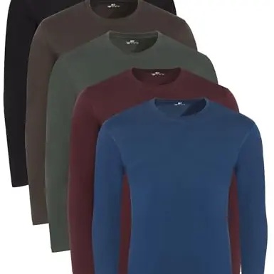 Lower East Basic Langarmshirts für Herren im 3er oder 5er Pack aus 100% Baumwolle in vielen Farben