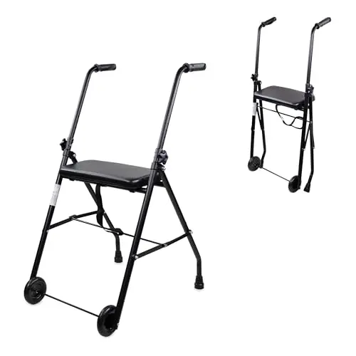Mobiclinic® Emérita Gehbock mit Rollen und gepolstertem Sitz, klappbar, mattschwarz