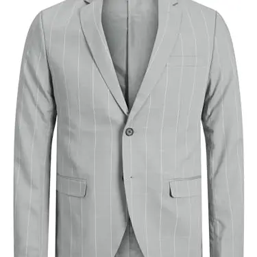 JACK & JONES Herren Blazer Jprfranco, Hellgrau mit Karomuster, Super Slim Fit, Größe 50