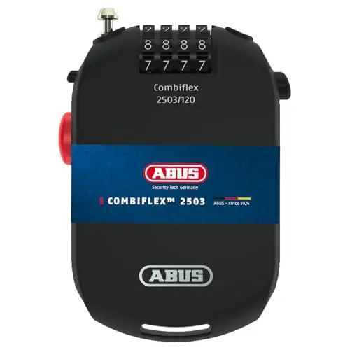 ABUS Combiflex 2502/85 - Gepäcksicherung, Skischloss, Helmsicherung - 85 cm - mit Zahlencode - Schwarz