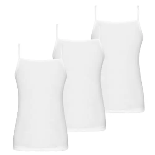AUYAO Mädchen Unterhemd 3 Stück Ärmellos Spaghettiträger Weiß Crop Tops