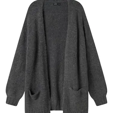 LMTD Damen Nlfnava LS Long Knit Cardigan, Dark Grey Melange, Größe 122-128