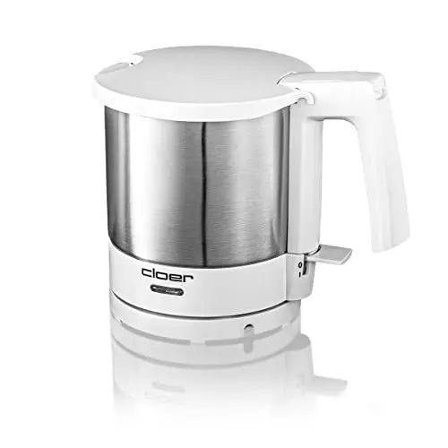 Cloer Wasserkocher 2000 W, 1 Liter, Edelstahl, mit Sicherheitsfunktionen, Weiß