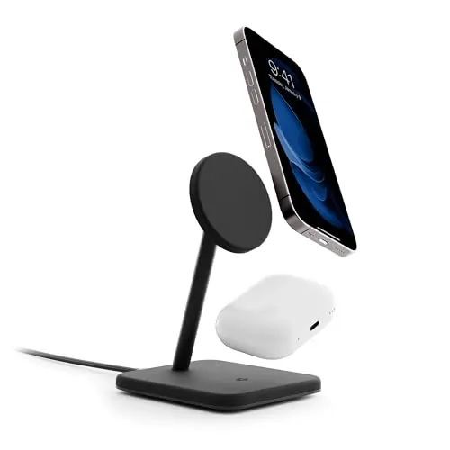 Twelve South HiRise 2 Deluxe Qi2-Ladeständer für iPhone und AirPods - Schwarz