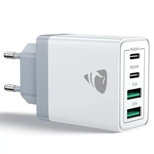 Aioneus 4-Port USB C Ladegerät, 40W Schnellladegerät für iPhone und Samsung Smartphones