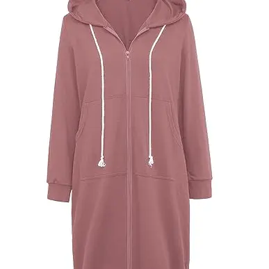 GRACE KARIN Damen Hoodie Langarm Herbst Sweatjacke Beige Casual M Dunkelrosa