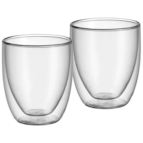 WMF Kult doppelwandige Cappuccino Gläser Set, 2-teilig, 250ml, Thermogläser mit Schwebeeffekt