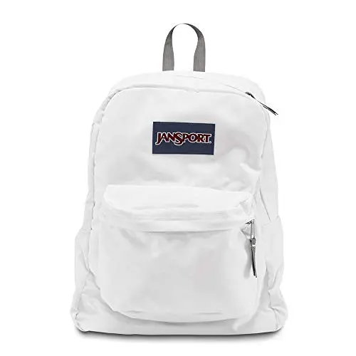 JanSport SuperBreak Rucksack für Schule, Reisen oder Arbeit, mit Wasserflaschenfach, in Weiß