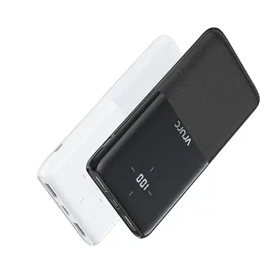 VRURC 10000mAh Power Bank 2er-Pack tragbares Ladegerät mit LED-Anzeige, schnelles Aufladen, kompatibel mit iPhone und Samsung, schwarz/weiß