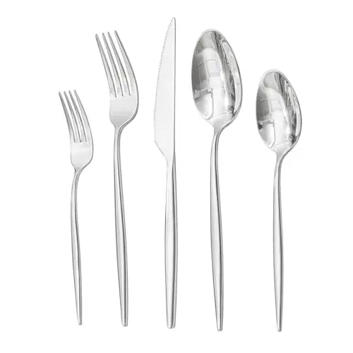 HIKAA 30-teiliges Besteckset für 6 Personen, spülmaschinenfestes Edelstahlset, ideal für Restaurant und Hochzeit