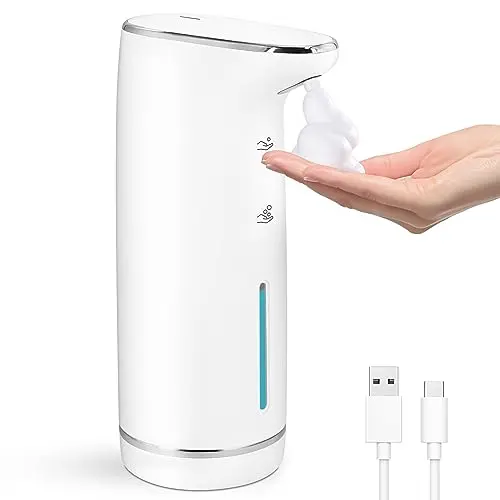 Automatischer Schaumseifenspender mit Sensor - LAOPAO, USB-Aufladung, wasserdicht für Küche & Bad (Weiß, 320 ml)