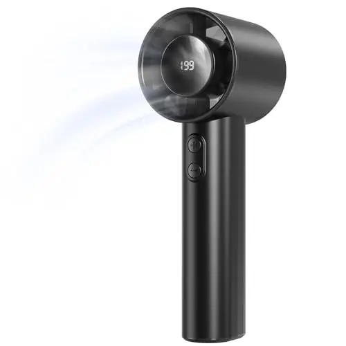 Luxvano Handventilator, tragbarer Akku-Ventilator mit LED-Display, bis zu 13 Stunden Laufzeit, ideal für unterwegs, Büro und Outdoor, Schwarz