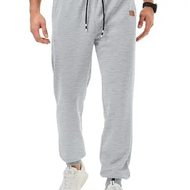 Meilicloth Herren Jogginghose mit Reißverschlusstaschen, bequem, sportlich, grau, Regular Fit, 150 cm