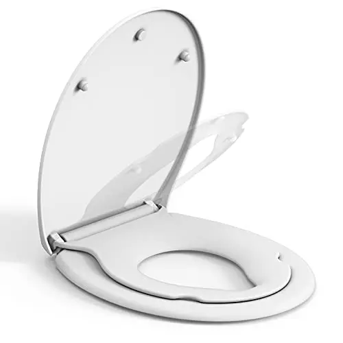 IDEALHOUSE Toilettendeckel mit Kindersitz, WC Sitz Family, Absenkautomatik, Quick-Release, O Form Weiß