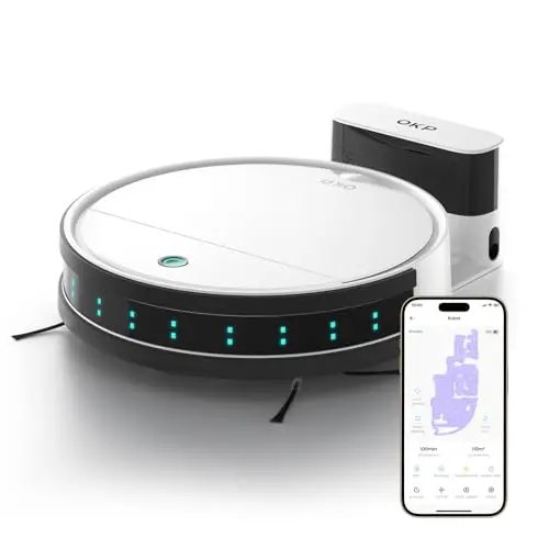 OKP Staubsauger Roboter, Superschlank mit starker Saugleistung, WLAN & Alexa-Kompatibilität, selbstaufladend und leise