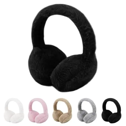 Cosiesnest Winter Ohrenwärmer, flauschig und weich, winddicht für Damen und Herren (Schwarz)