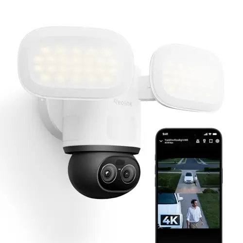 Reolink TrackFlex Floodlight WiFi 4K PTZ Überwachungskamera mit 3000 Lumen Flutlicht und Auto-Tracking-Zoom