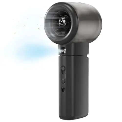 Tragbarer Mini-Ventilator mit Sprühfunktion, 16000RPM, 5000mAh Akku, stufenlos einstellbar, USB-aufladbar, kühlend für Sommer, Outdoor & Reisen
