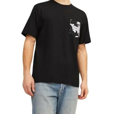 JACK&JONES Herren T-Shirt JORARUBA, Kurzärmlig, Crew Neck, Schwarz, Größe S