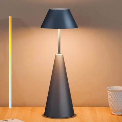 FUYO kabellose LED Tischlampe - dimmbar & höhenverstellbar - ideale Nachttischlampe & Campinglampe