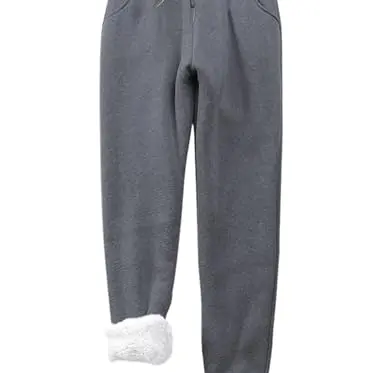 Imuedaen Damen Jogginghose Fleece Sweatpants Winter Jogger mit Tasche (A Dunkelgrau, L)