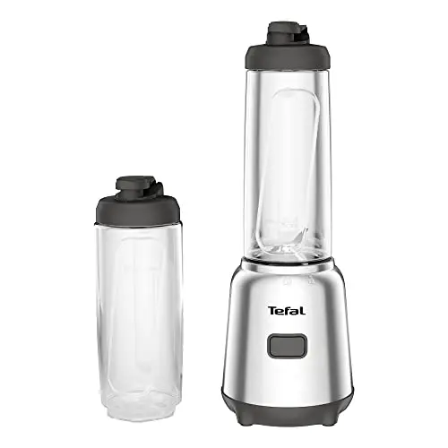 Tefal Mix und Move Mini-Standmixer, 300 W, mit 2 Flaschen, kompaktes Design, einfach zu reinigen, Silber/Grau