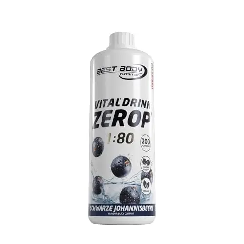 Best Body Nutrition Vital Drink ZEROP® - Schwarze Johannisbeere, Zuckerfrei, 1000 ml (Ergibt 80 Liter)