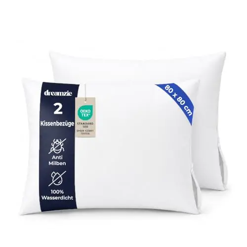 Dreamzie Milbenbezug für Kopfkissen 80 × 80 cm, 2er-Set